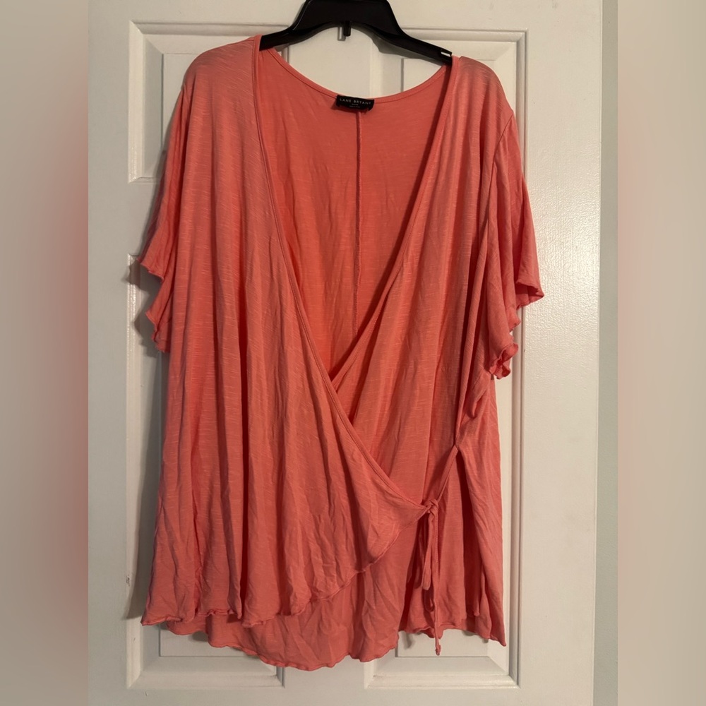 Lane Bryant Women's Coral Wrap Blouse